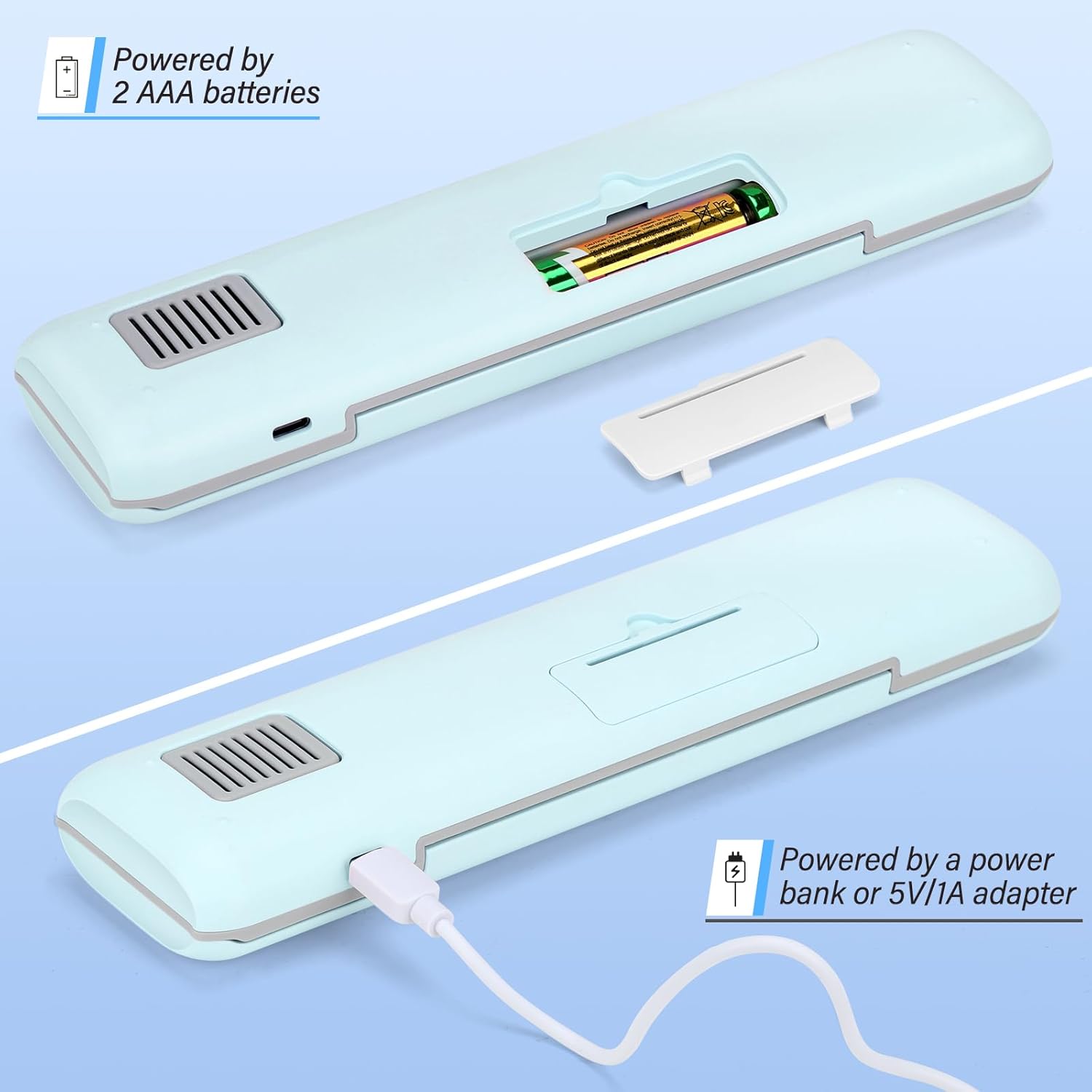 YourMate UVC Toothbrush Case Travel Toothbrush Covers Case for Houshold and Traveling Power by AA Battery or USB-C Blue