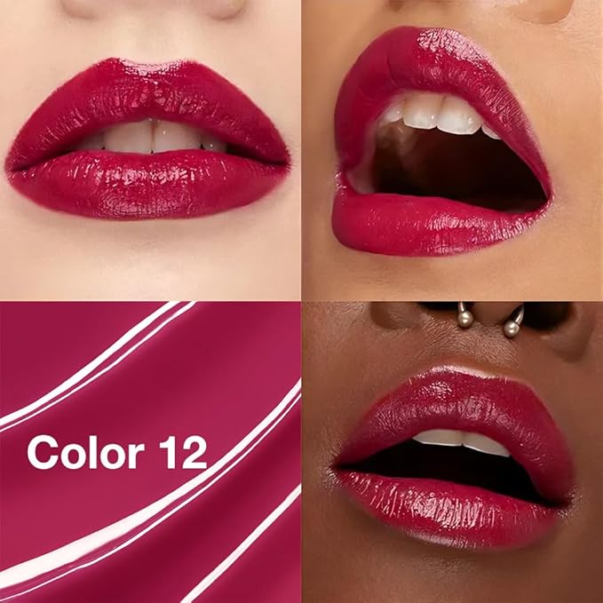 1Pcs Tinted Lip Balm Moisturizing Lipstick – Waterproof Hydrating Matte Lip Balm for Women, Creamy Natural Color Stain for Dry Lips,Soft Matte Finish with Subtle Scent (#12 Berry Rose Red)