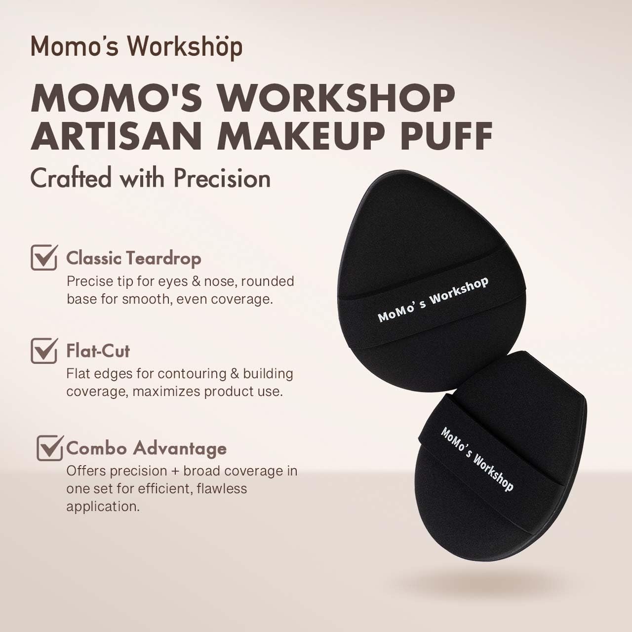 TATAMI Black Makeup Puff Set (Flat + Egg Shape) Rubycell,Cushion Puff, Quick Flawless Foundation Application for Hydrating Liquid Makeup,2pcs Foundation Sponge with Case