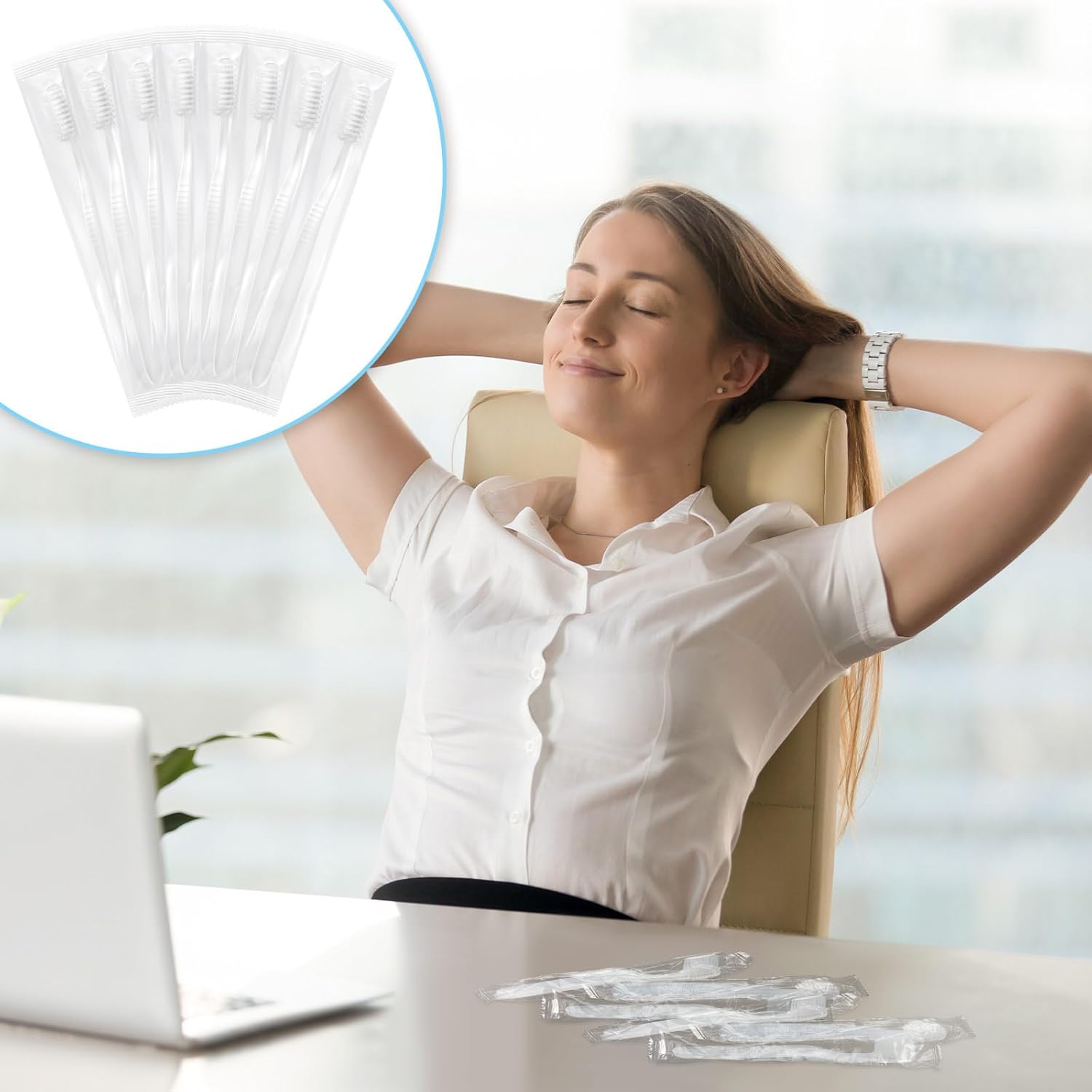 Tioncy 200 Pack Prepasted Disposable Toothbrushes Individual Wrapped Toothbrushes Soft Bristle Travel Toothbrush Single Use Wrapped for Hotel, Camp, Travel and Gift for The Homeless (White)