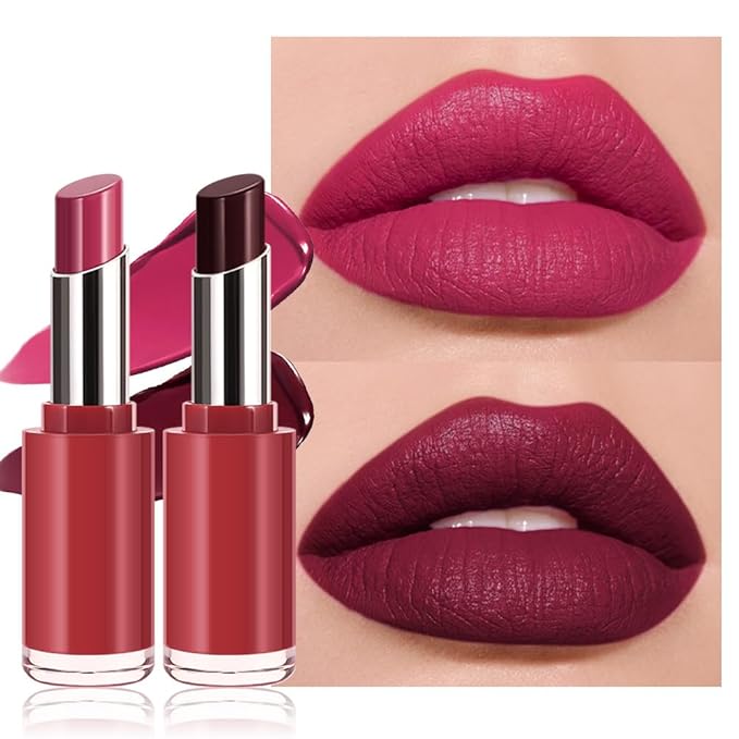 2Pcs Honey Lipstick Tinted Lip Balm Set - Matte Tint Cream Lipsticks for All Skin Tones,Hydrating Lip Stain,Can be Buildable Nourishing Moisturizing Suitable for Women to Every Day Makeup 05&08