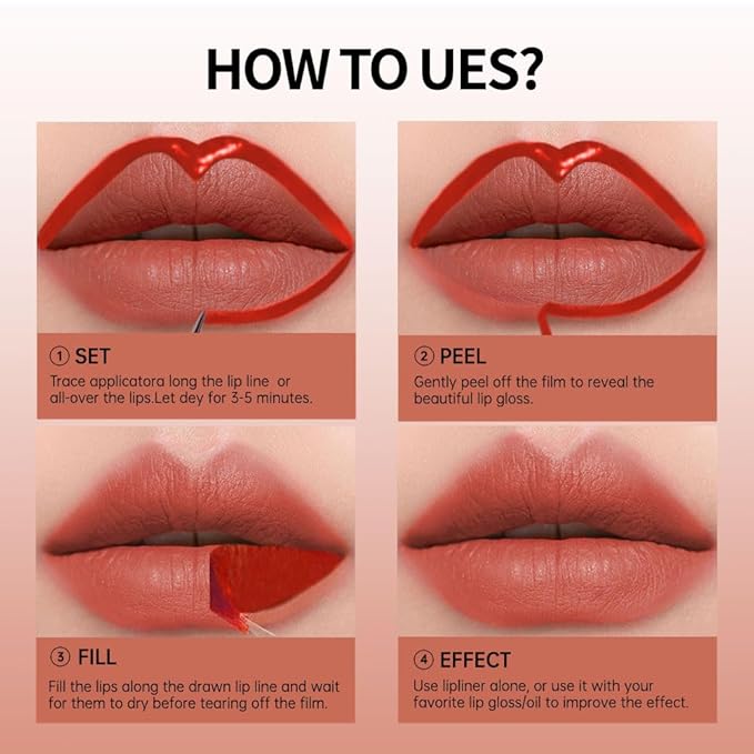 Matte Lip Liner Peel Off Lip Stain, Long Lasting Peel Off Lip Liner Stain, Peel-off Lip Gloss For All Skin Types, Transfer-proof Highly Pigmented Color Waterproof, (05#, Pack of 1)