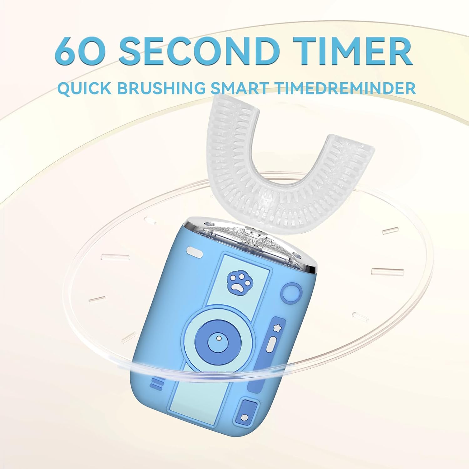 Adult Sonic Automatic Electric Toothbrush, 360° Oral Cleaning Stain Whitening, IPX7 Waterproof Rechargeable, u-Shape Brush Head*3+Straight Handle Brush Head*2, Suitable for Travel or Home Use