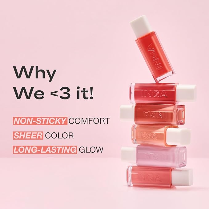 INGA Water Glow Lip Tint | Hydrating, Glossy Korean Lip Tint with Sheer Color & Glass-Like Shine | Long-Lasting, Non-Sticky Korean Lip Stain (MIST)