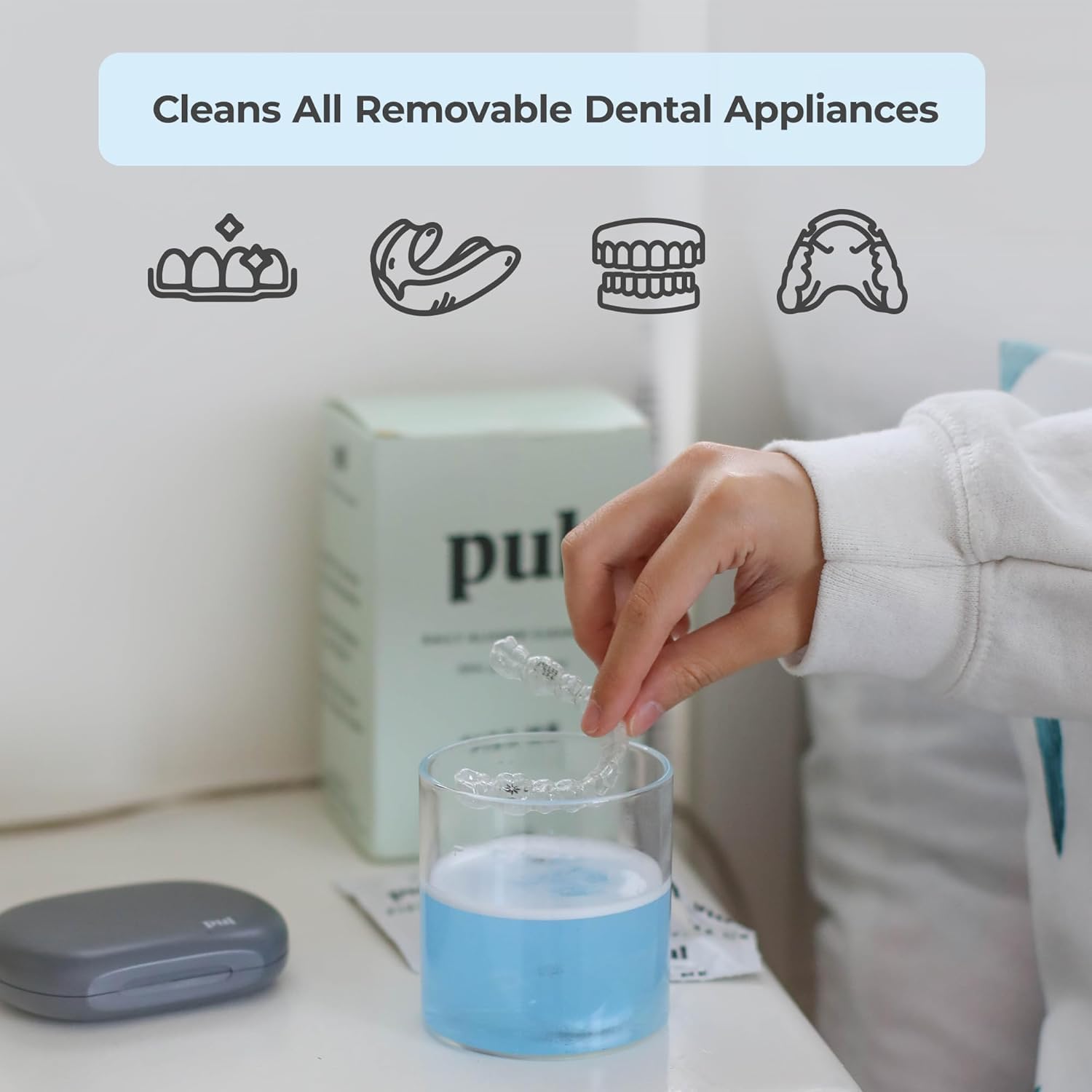 PUL Aligner Cleaner Tablets (Pack of 30) – For Cleaning Invisalign, All Clear Aligners & Retainers – Removes Odor, Stains, Plaque – Cleans Dentures, Night & Mouth Guards, All Dental Removables