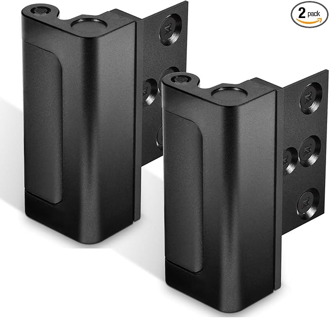2Pack Home Security Door Reinforcement Lock Childproof, Add High Security to Home Prevent Unauthorized Entry, Aluminum Construction Finish Black