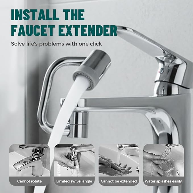 1440° Rotatable Faucet Aerator Extension, 2026 New U Shaped Robotic Arm Universal Faucet, 1080° Rotating Multifunctional Faucet Extender for Bathroom Sink Kitchen (1)