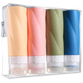 Gemice Travel Bottles - 3oz TSA Approved Containers, BPA Free, Leak Proof, Refillable, Clear Toiletry Bag (4 Pack)