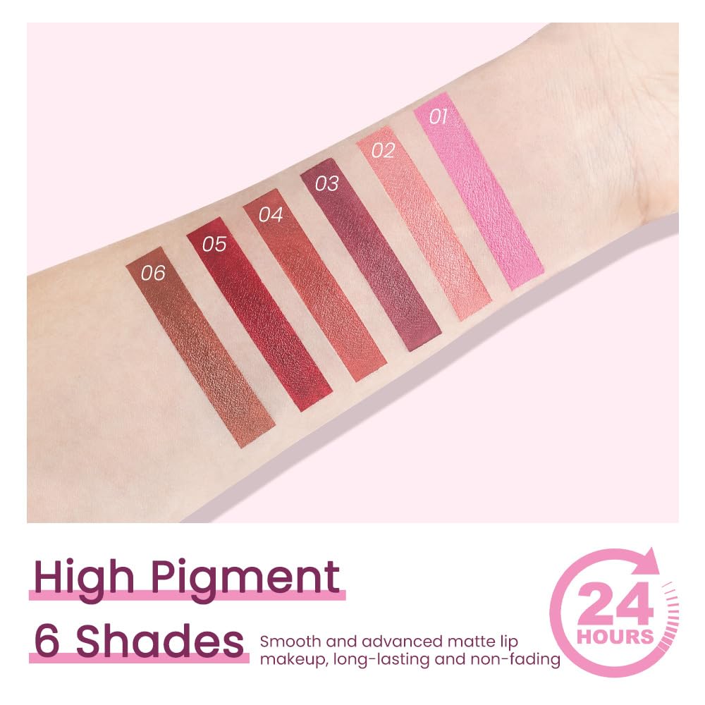 Pink Nude Lip Stick,Matte Cream Lipstick Set for Women,Long Lasting Waterproof Smudge Proof Velvet lipsticks Crayon,Lip Makeup Kit Travel Size,Vegan & Cruelty-free (Pack of 1)