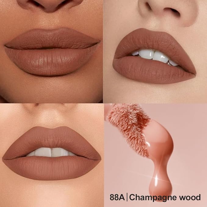 Velvet Matte Lip Stain – Long Lasting Waterproof Liquid Lipstick, Transfer-Proof Lightweight Lip Gloss, Non-Sticky Soft Matte Lip Tint with High Pigment, Smudge-Proof Lip Stain for All-Day Wear #88A