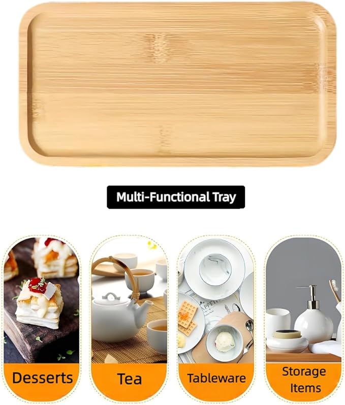 1PCS Bamboo Bathroom Trays - Suitable for The Bathroom,Kitchen,Breakfast Tray and Decorative Tray (8.27 in * 4.33 in)