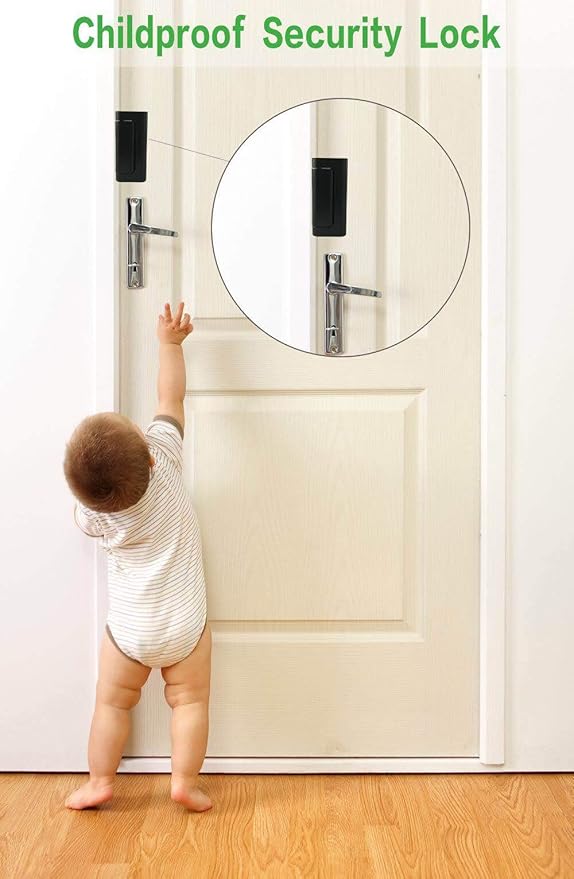 2 Pack Door Reinforcement Locks with 8 Screws, Home Security Door Lock for Toddler, Childproof Door Lock Night Lock Withstand 800 Lbs (Black)