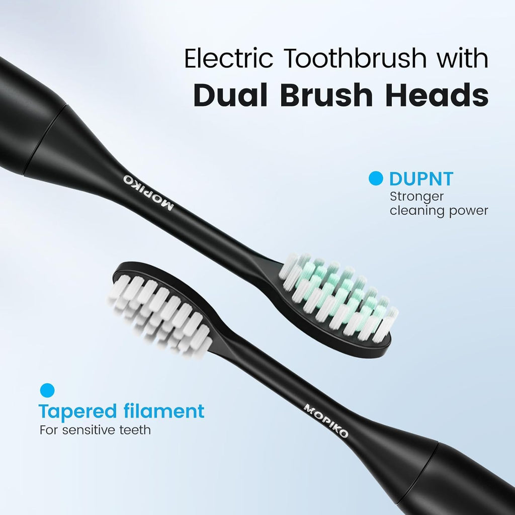 Travel Electric Battery Toothbrush for Adults, Sonic Electric Toothbrush with Case, Rechargeable Portable Electric Toothbrush Travel Kit (Black, Battery)