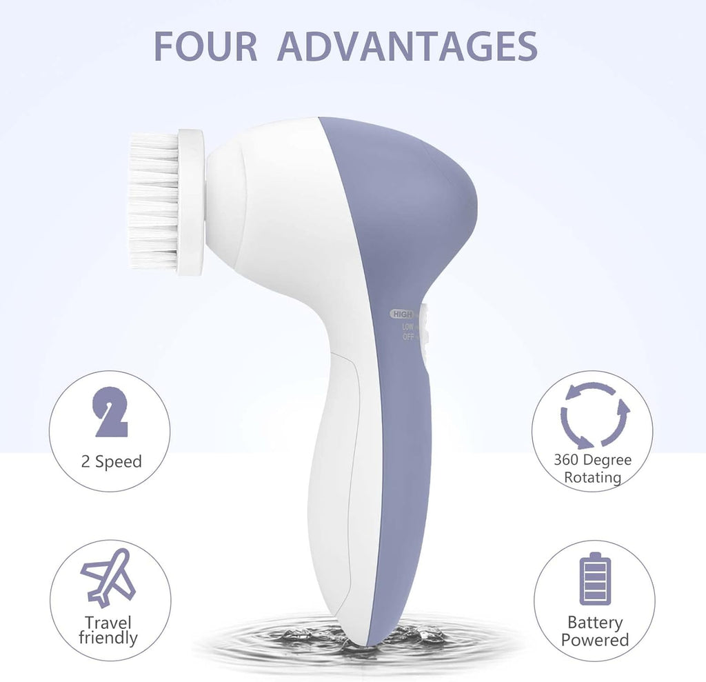 Facial Cleansing Brush Face Scrubber: CLSEVXY Electric Face Spin Cleanser Brushes with 6 Brush Heads for Deep Cleansing, Gentle Exfoliating, Removing Blackhead, Massaging