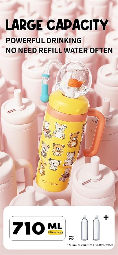 Stainless Steel Whale Fountain Tumbler with Handle 2025 Drinking Cup with Whale Squirt Insulated Travel Tumblers Kids Weighted Sippy Cup No Spill Cute Water Bottle with Lids and Straws Leak Proof (A3)