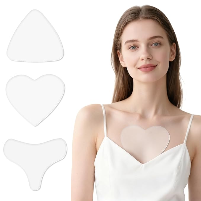 3 Pack Silicone Chest Wrinkle Pads – Reusable Anti-Wrinkle Chest Patches for Women – Firming & Smoothing Chest Lines – Medical-Grade Silicone Chest Pads for Overnight Skincare