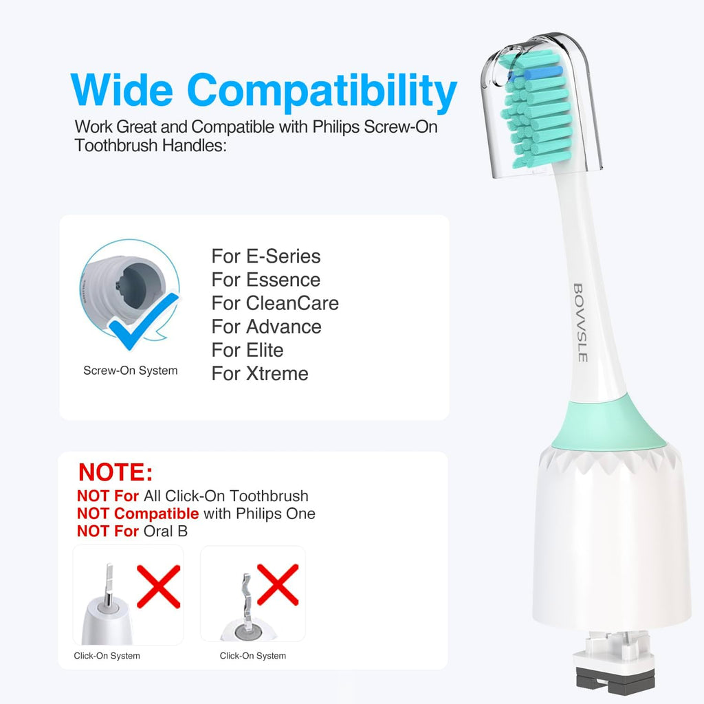 Replacement Toothbrush Heads for Philips Sonicare Replacement Heads E-Series, Essence, Xtreme, Electric Replacement Brush Head for Phillips Sonicare, for Philips Sonic Care Toothbrush,6 Pcs