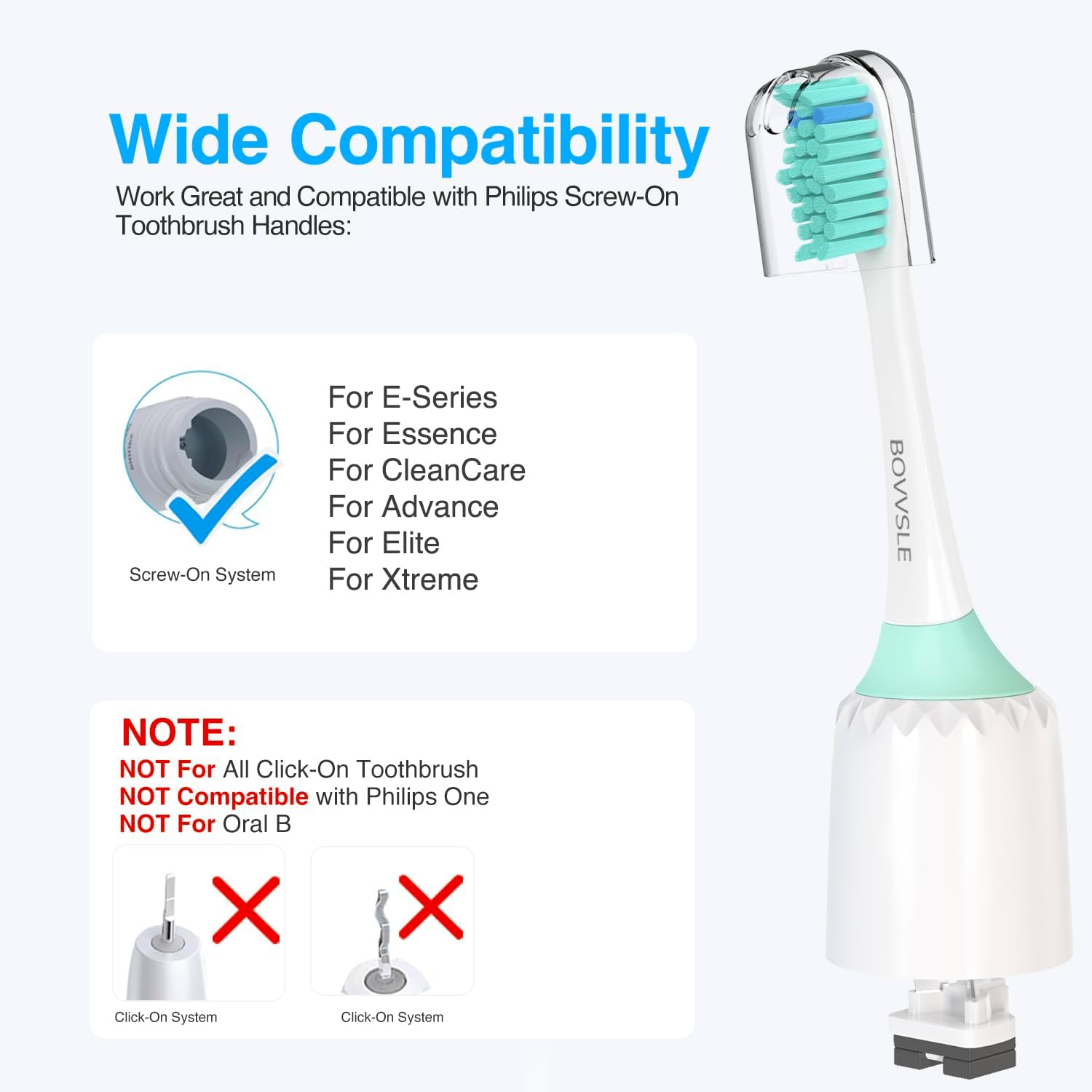 Replacement Toothbrush Heads for Philips Sonicare Replacement Heads E-Series, Essence, Xtreme, Electric Replacement Brush Head for Phillips Sonicare, for Philips Sonic Care Toothbrush,6 Pcs