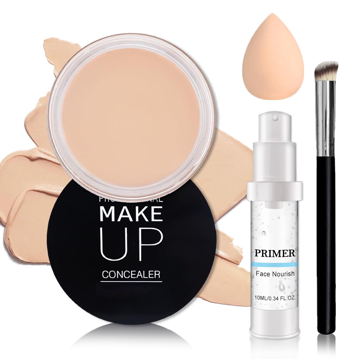 Under Eye Concealer for Dark Circles with Primer,Tattoo Cover up Makeup,Waterproof Color Correcting Concealer Makeup,Nourishing and Moisturizing,Cruelty-free（02 Light Cream）