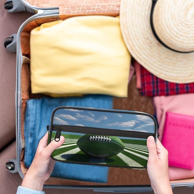 Sport Ball Rugby Boys Travel Toiletry Bag Waterproof Wash Bag Shower Shaving Bag Cosmetic Organizer Makeup Bag Portable Toiletries Accessories for Women Men Green Rugby