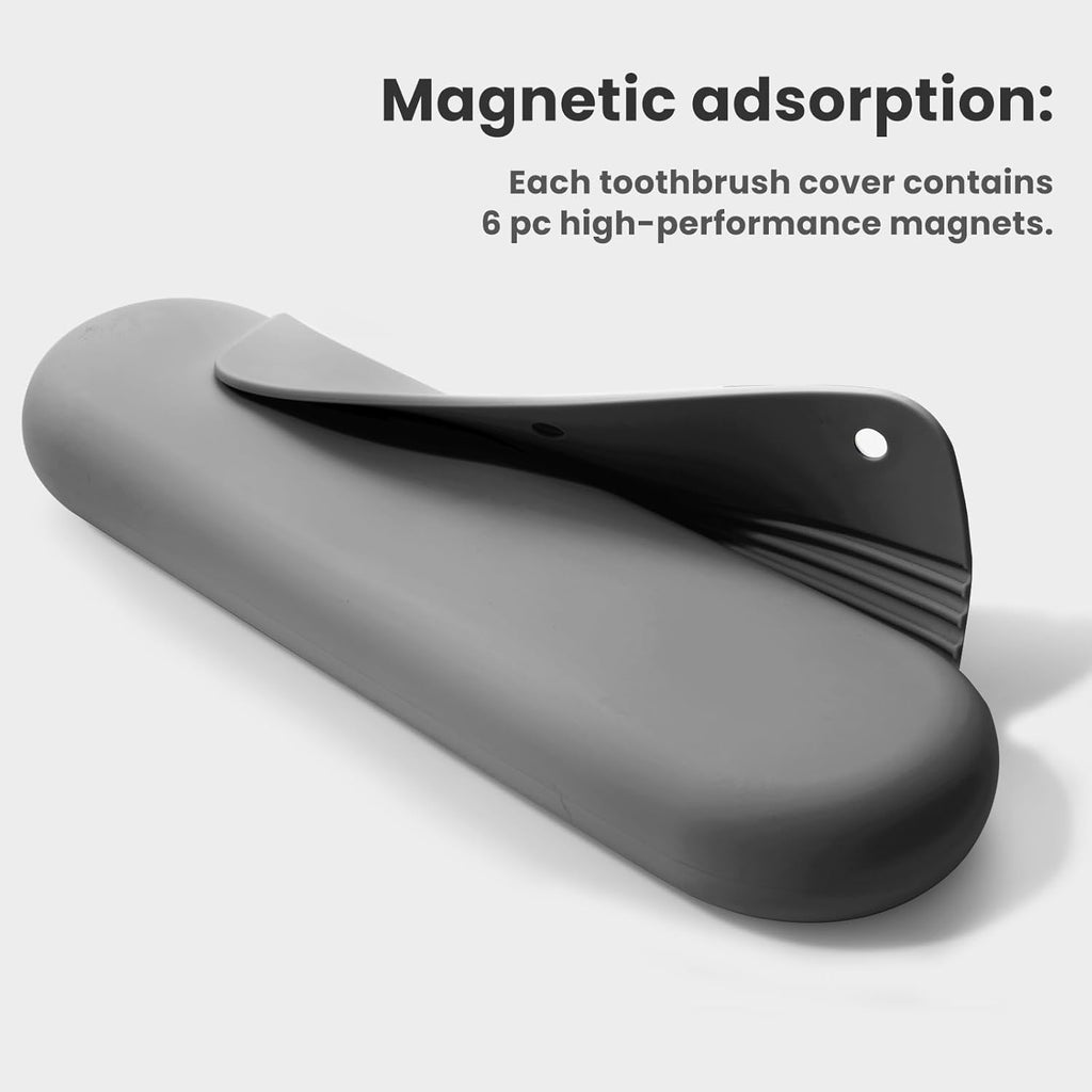 Silicone Electric Toothbrush Travel Cover, Toothbrush Travel Containers Bag Case for Men and Women,Keeps Toothbrush Fresh and Clean, Fits Most Manual and Electric Toothbrushes - Gray