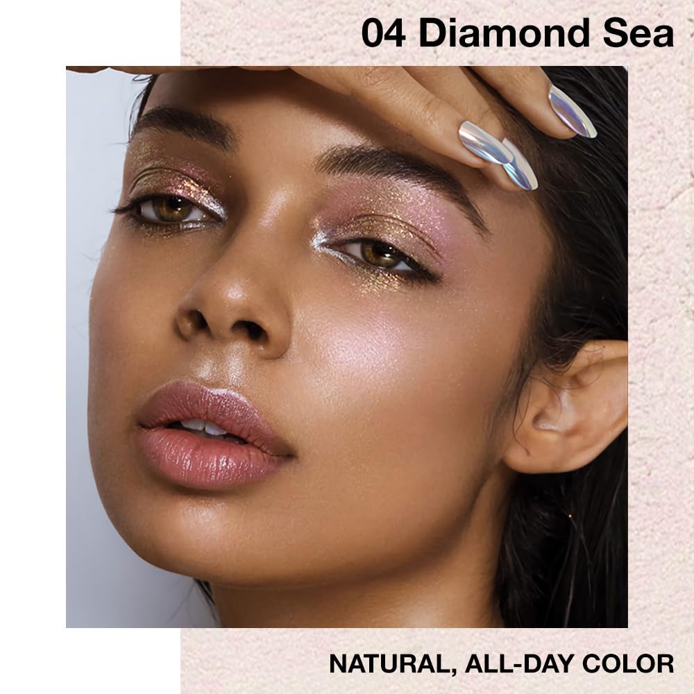 Single Cream Eyeshadow,Diamond White Shimmer Eye shadow Pallette,Long Lasting Glitter Eyeshadow,Soft Shimmer Eye Makeup,Vegan & Cruelty-Free Mini Eye shadow for Brown Blue Green Eyes. 04#