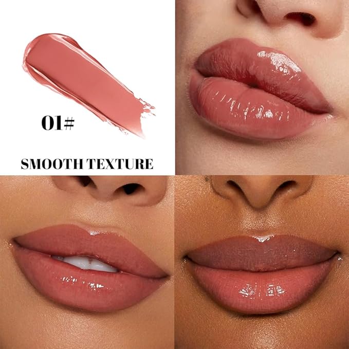 Nude Plumper Moisturizing Butter Lipstick for Women, Natural Tinted Lip Balm Shine Nourishing Hydrating Lip Gloss Stain for Dry Lips, Lightweight Lip Liner Care Makeup, Vegan, 1Pc Pale Nude