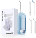 Water Flosser - Waterproof Portable for Teeth ，Water Dental Flosser Portable Cordless Oral Irrigator 3 Modes 6 Flossing Nozzles, Compact & Light for Travel (Blue)