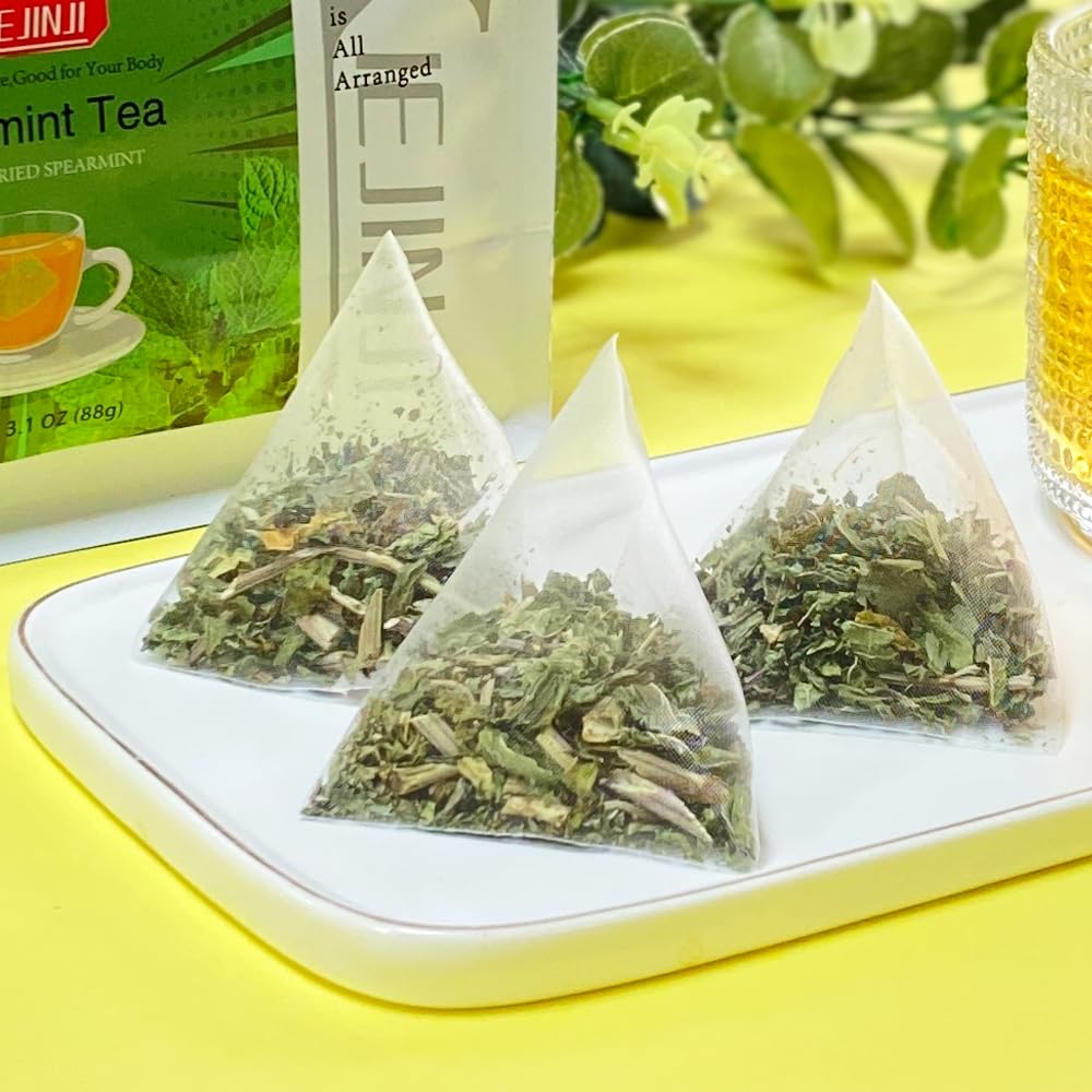 XIEJINJI Spearmint Tea Bags, 40 Count - 100% Pure Spearmint Leaves, Antioxidant-Rich, Supports Digestion, Refreshing & Soothing