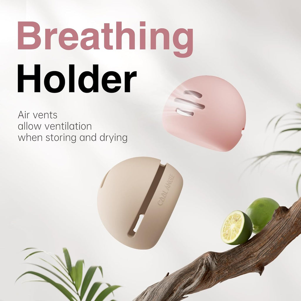 Makeup Sponge Holder Silicone Beauty Sponge Holder Makeup Blender Case for Travel 2 in 1 Stand Storage For Quick Drying Khaki