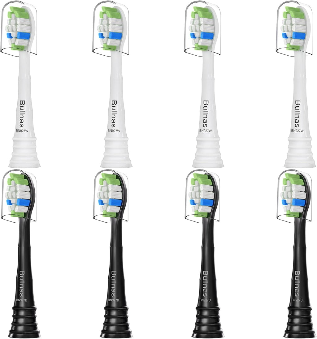Replacement Toothbrush Heads Compatible with Philips Sonicare ProtectiveClean 4100 5100 5300 6100 Electric Toothbrushes, W Replacement Head for Sonicare, Black/White, 8 Count
