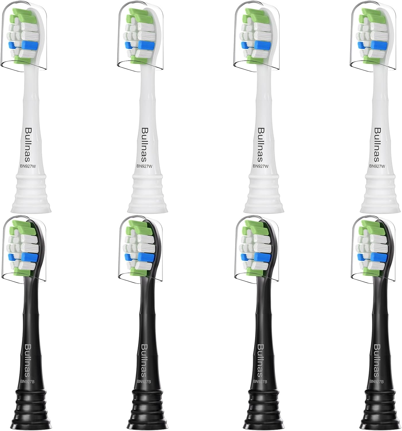 Replacement Toothbrush Heads Compatible with Philips Sonicare ProtectiveClean 4100 5100 5300 6100 Electric Toothbrushes, W Replacement Head for Sonicare, Black/White, 8 Count