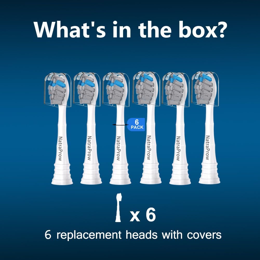 NatraProw Toothbrush Heads for Sonicare Replacement Heads,Brush Heads Compatible with Philips Sonicare Snap-On Electric Toothbrush,Bamboo Charcoal Bristle,6 Count