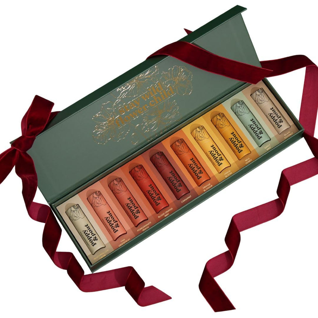 Jumbo Lip Balm Gift Set (10-Pack) | Poppy & Pout All Natural Lip Balms & Moisturizers | Hydrates with Beeswax, Vitamin E, Organic Coconut Oil | Cruelty-Free | Lip Balm in Recyclable Cardboard Tube