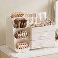 Makeup Organizer with Drawers,Large Capacity Countertop Organizer for Vanity,Bathroom and Bedroom Desk Cosmetics Organizer,Easy To Storage Skincare,Brushes,Lotions,Lipstick (All Cream)
