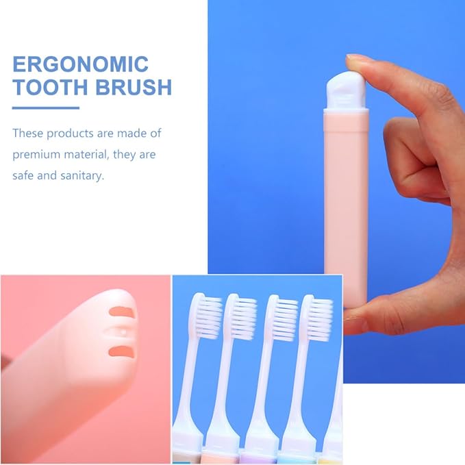 5Pcs Folding Toothbrush with Soft Bristles Ergonomic Grip Convenient Portable Travel Teeth Brush for Home Camping and Daily Use in Random Macaron Colors Random Color