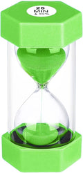 25 Minute Hourglass Sand Timer, Plastic Sandglass Watch Timer, Unbreakable Green Sand Clock Hour Glass 25 Min for Classroom, Games (Green)