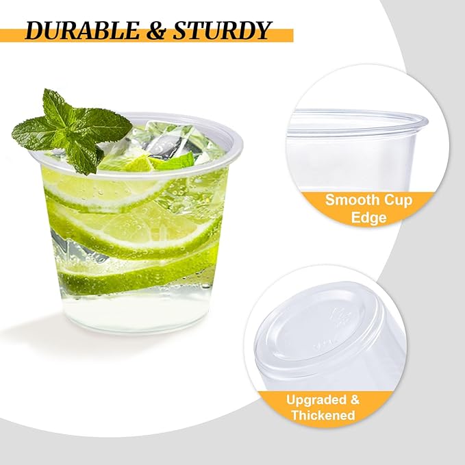 1000 Pack 1 oz Plastic Cups, Clear Disposable Plastic Cups Bulk, Small Medicine Cup 1 Ounce, Condiment Cup for Sauce, Sample Tasting, Wine Tasting,Food Samples