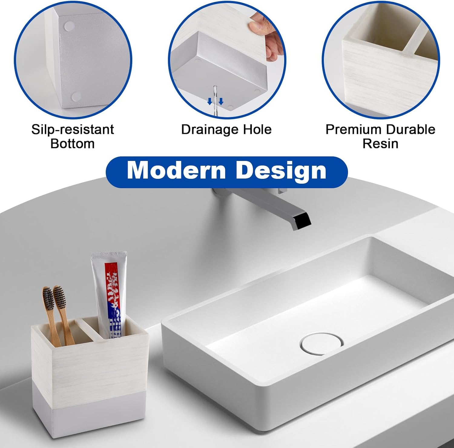 Toothbrush and Toothpaste Holder for Bathroom Countertop Organizer, Anti-Slip Electric Toothbrush Holders Vanity Caddy Storage for Family, Kids, Shower, Kitchen