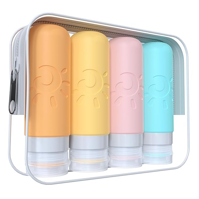 Travel Bottles - TSA Approved 3oz Leak Proof Containers for Toiletries (Multicolored)