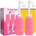 Upside Down Peri Bottle for Postpartum Care, Portable Bidet Bottle with Travel Bag, Handheld Perineal Sprayer,Reusable Douche Bottle for Women,Men,Baby,Personal Hygiene 450ml-2Pack (Pink)