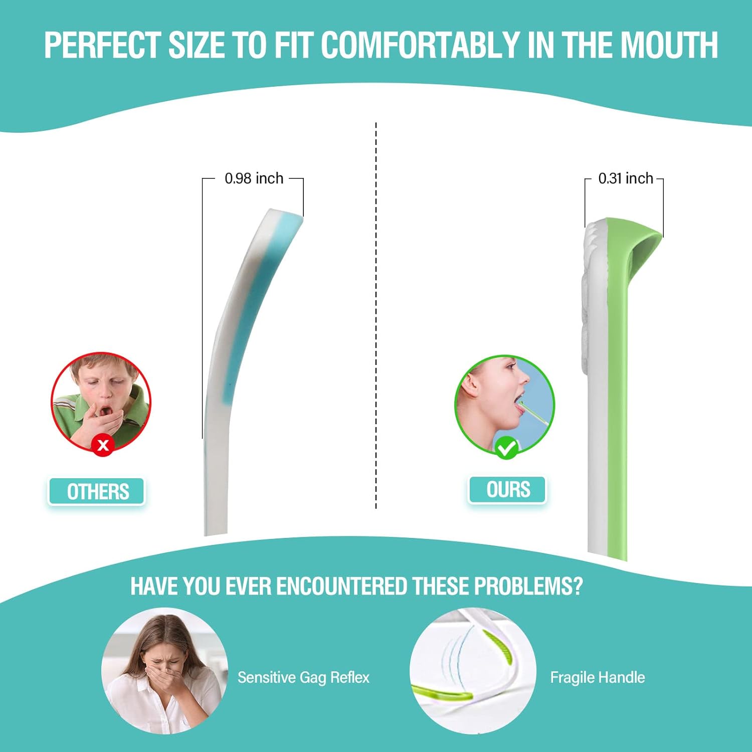 RONAVO Tongue Scraper, Disposable Tongue Cleaner, 2 in 1 BPA Free Tongue Brush, Brushing and Scraping for Oral Care Hygienic, with Travel Case, Fight Bad Breath, 4 Pack