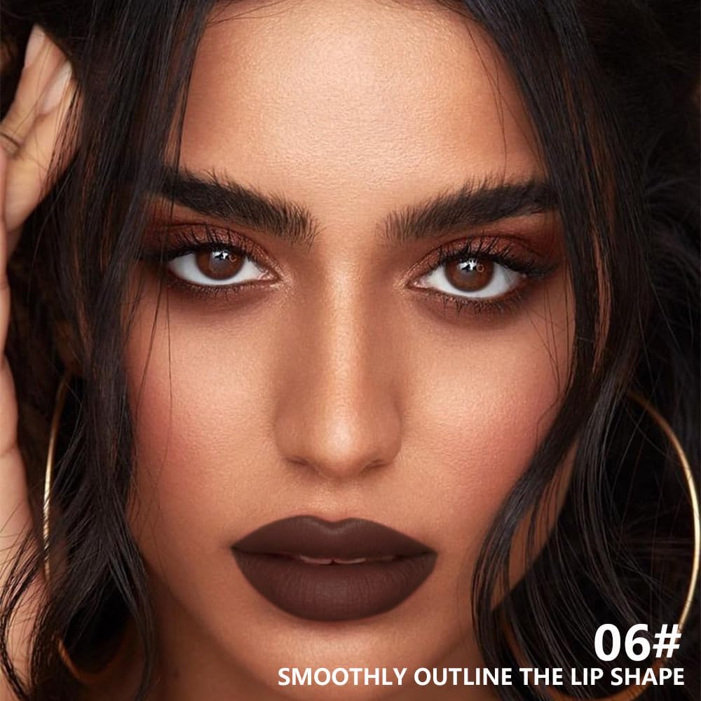 BINGBRUSH 2 in 1 Lip Liner and Lipstick Combo, Matte Lipstick Long Lasting Waterproof Lip Pencil Crayon, Smudge Proof Lip Stain,Hign Pigmented Women’s Makeup (06#Midnight Mocha)