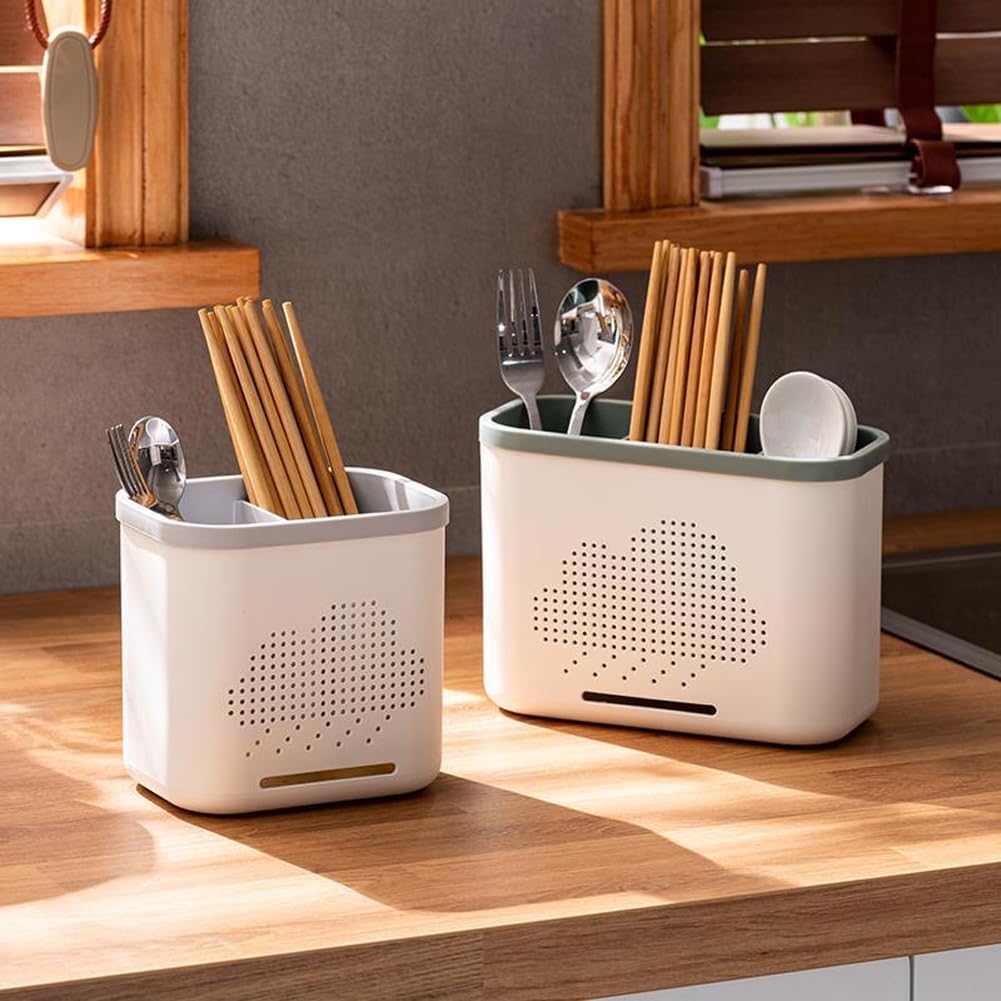 2 Slots Toothbrush Holder and Toothpaste Holder with Drain Hole, Detachable Easy Cleaning Multi-Functional Organizer Caddy Storage for Bathroom Vanity Sink Kitchen (White+Green 2 compartments)