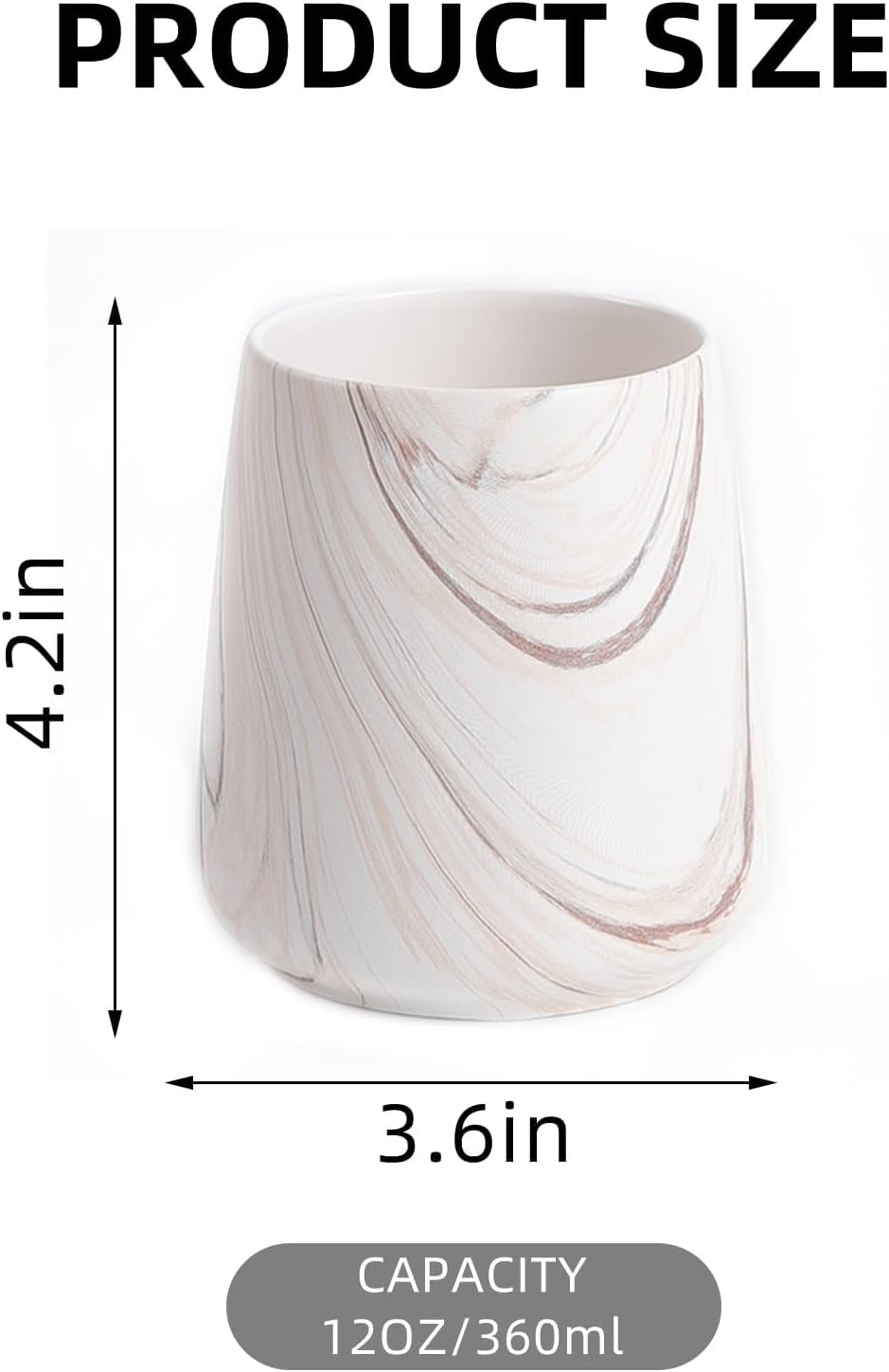 Marble Brown Toothbrush Holder for Bathroom - Ceramic Tooth Brushing Holders, Toothbrush Cup, Toothpaste Organizer for Bathroom Countertop, Makeup Brush Holder, Pen Holder for Home Desktop Storage