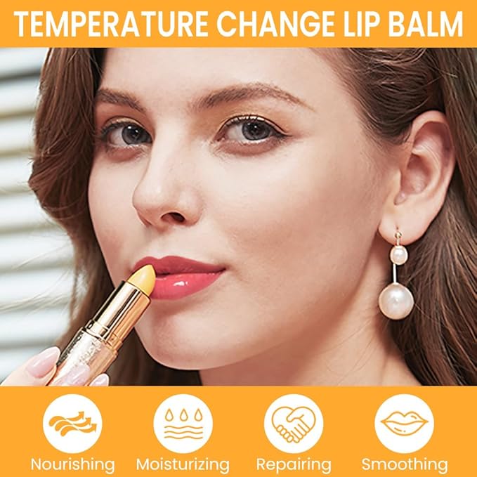 BINGBRUSH Color Changing Lipstick Queen,Moisturizer Long Lasting Lip Care Lip Balm Magic Lip Gloss Lip Tint Stain Glossly Makeup Lipstick Set for Women (#2 Orange, 1 Count(Pack of 1))