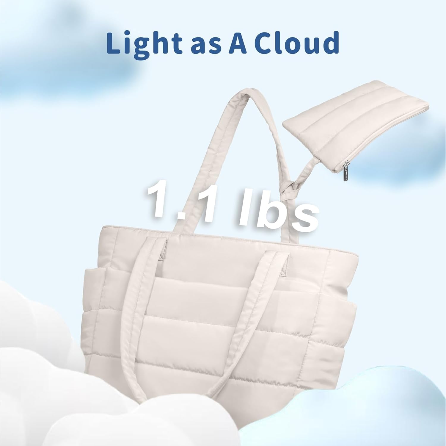 TOPDesign Puffer Tote Bag for Women, Lightweight Puffy Handbag with Compartments, Quilted Shoulder Bag for Work, Travel, Gym