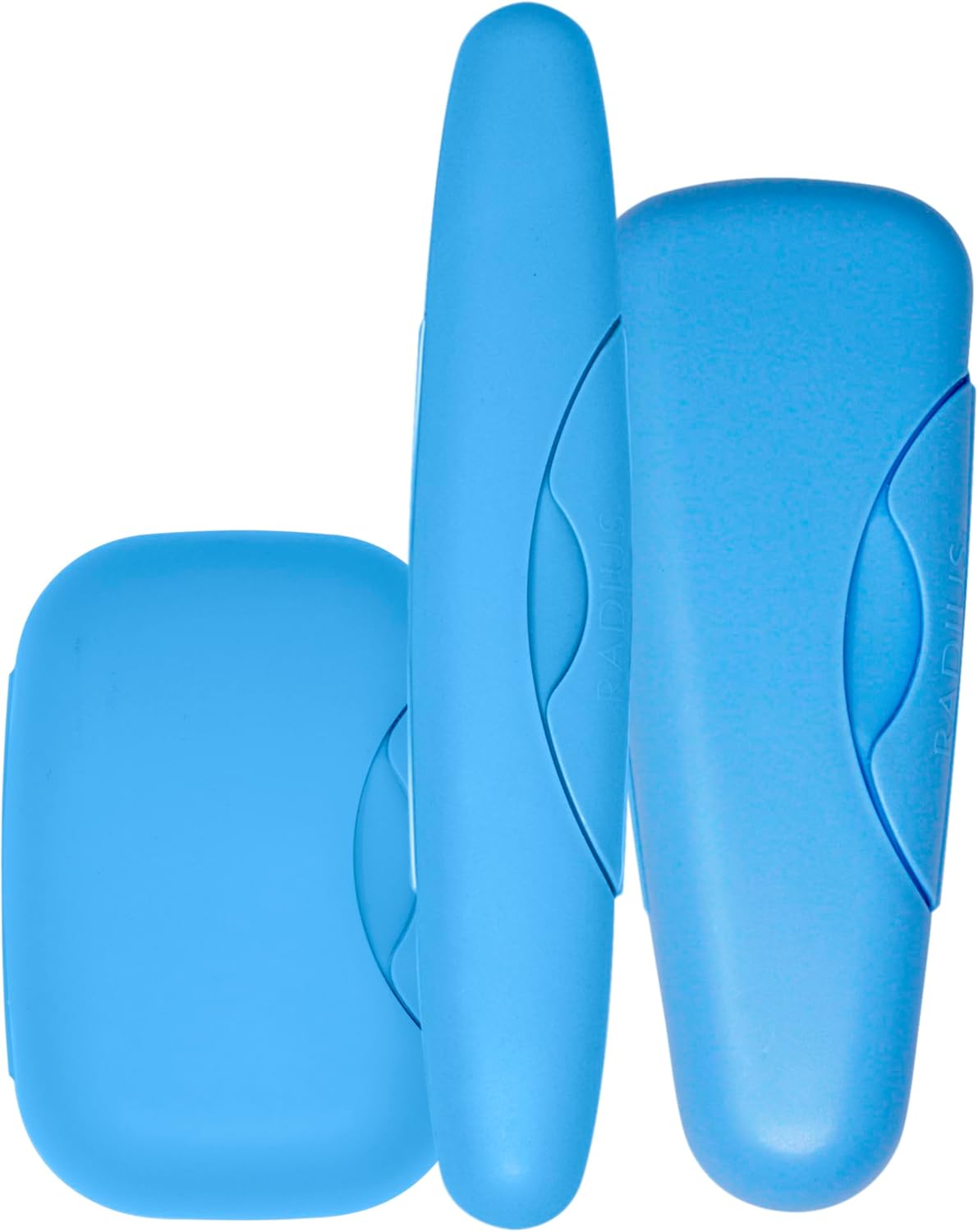 RADIUS Travel Case Value Pack, 3 Count (Toothbrush, Razor, Soap), BPA-Free Recycled Plastic, Portable for Bathroom, School, Home, Camping - Periwinkle Blue