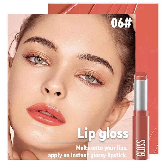 1Pc Coral Pink Butter Lipstick Tinted Lip Balm, Shine Moisturizing Plumper Lipstick for Women, Natural Nourishing Hydrating Lip Gloss Stain for Dry Lips, Lightweight Lip Liner Care Vegan Makeup