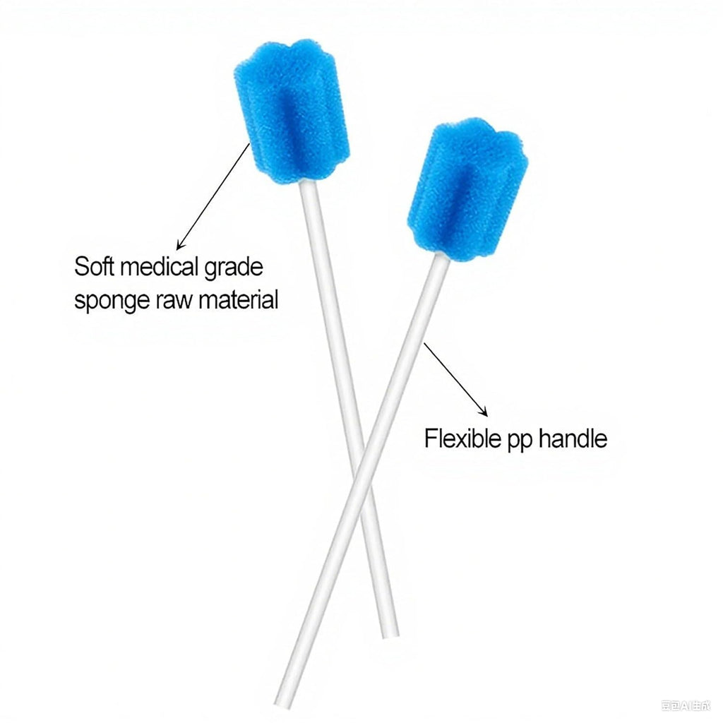100Pcs Disposable Mouth Sponge Swabs Elderly Kids Adults Tooth Mouth Cleaning Individually Wrapped (Blue)